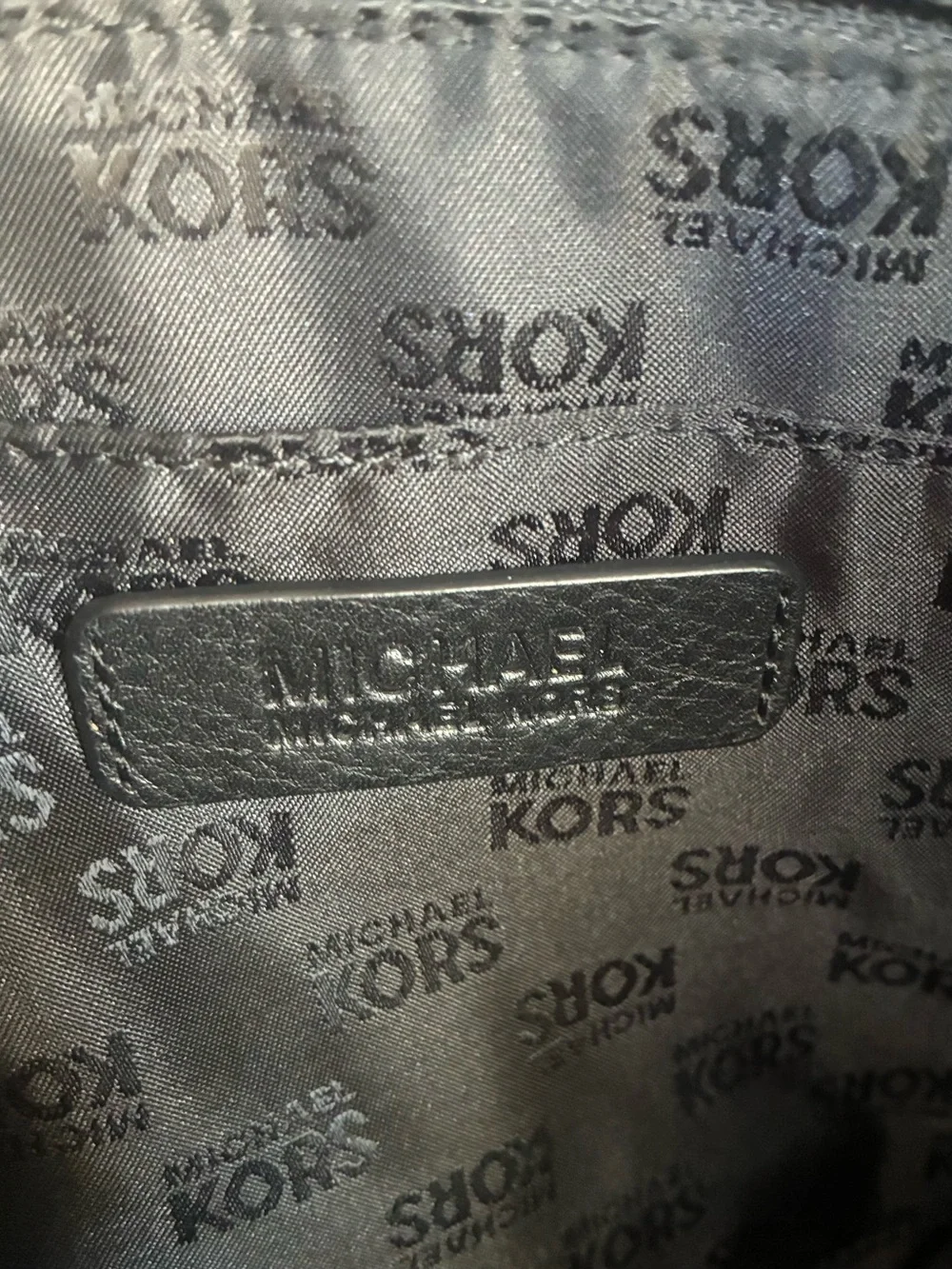 MICHAEL Michael Kors Black MK Logo Tote with Gold Charm